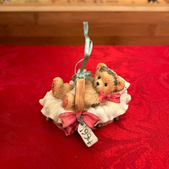 Cherished Teddies Beary Christmas Baby in Basket Ornament - Picture 8 of 8